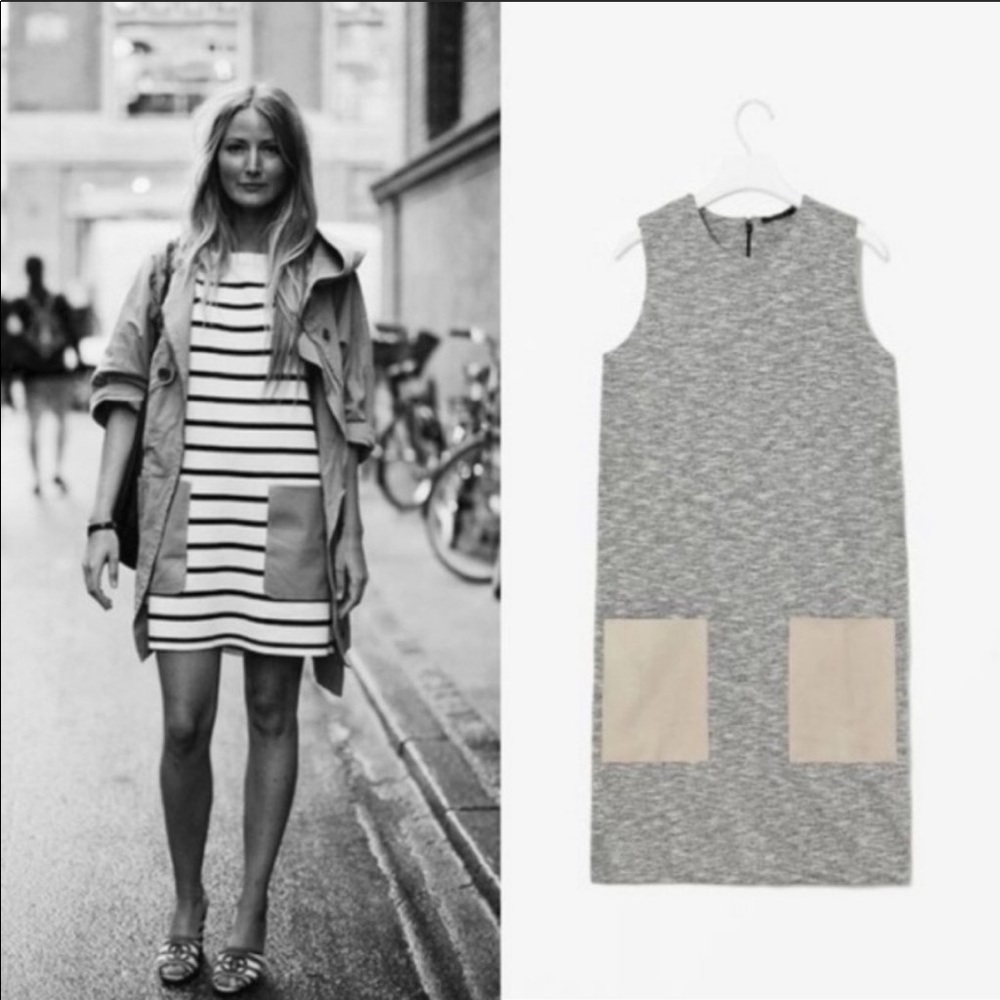COS Leather Pocket Shift Sleeveless Marled Dress